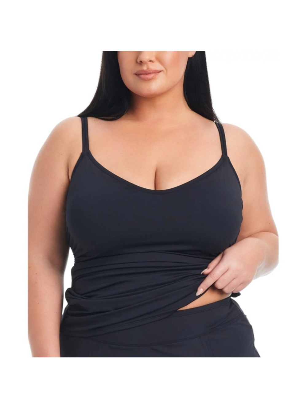 Bleu by Rod Beattie Women's Plus Size 20W Black Scoop-Neck Tankini Top NWT